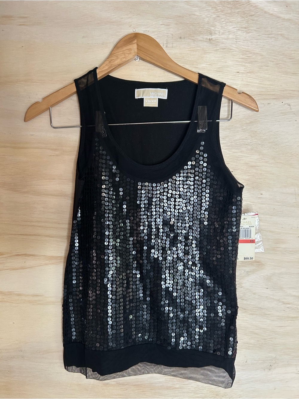 MICHAEL Michael Kors Black Sequin Tank Top XS NWT